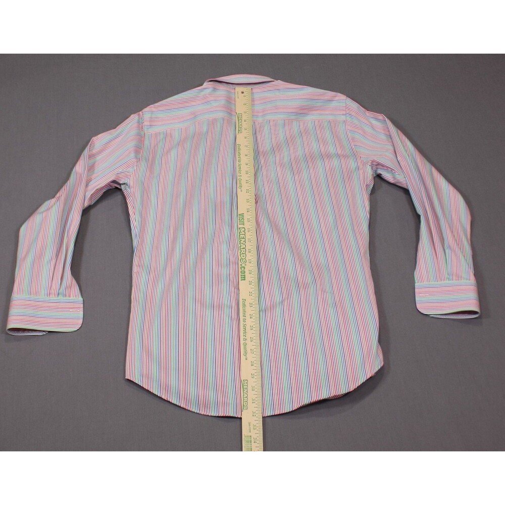 Peter Millar Colorful Striped Cotton Button Down Shirt Mens Easy Care Pocket M - Picture 3 of 9
